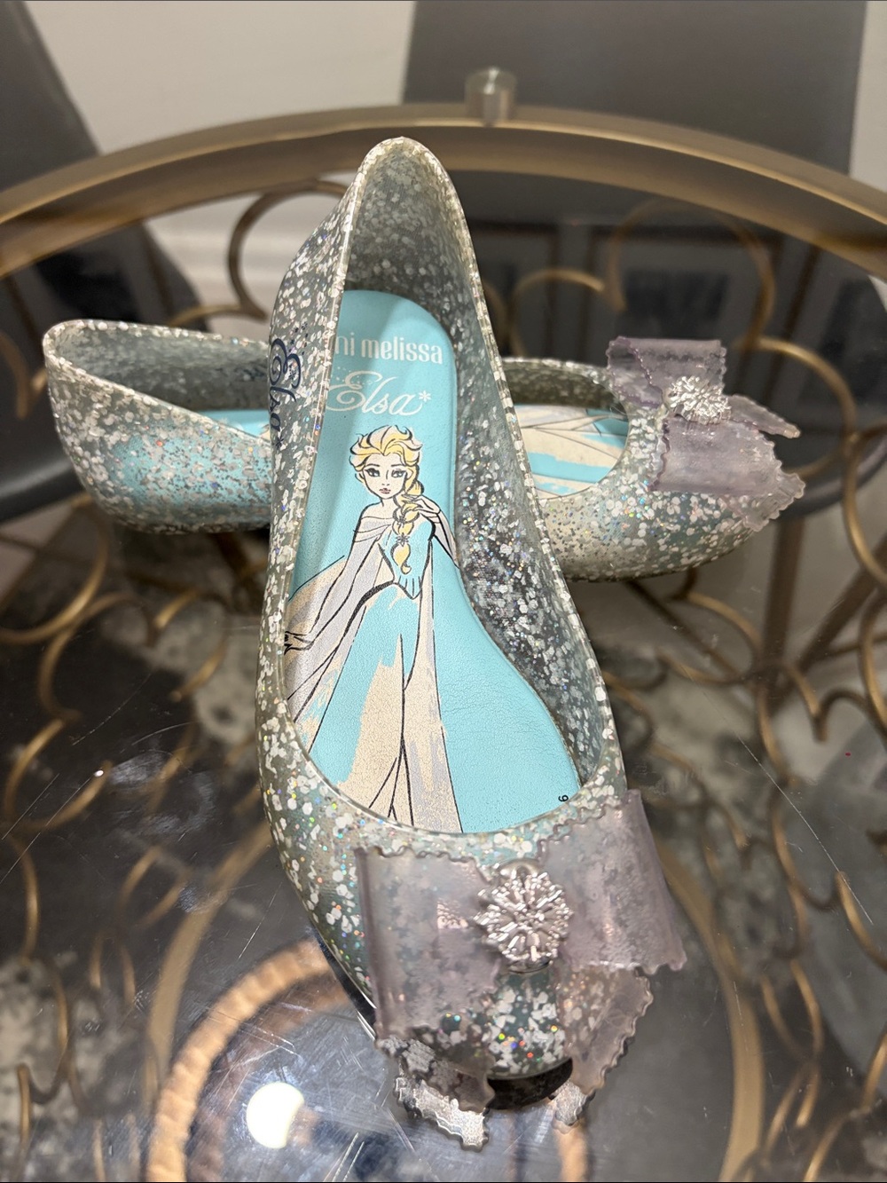 Mini Melissa Elsa Glitter Bow Ballet Flats